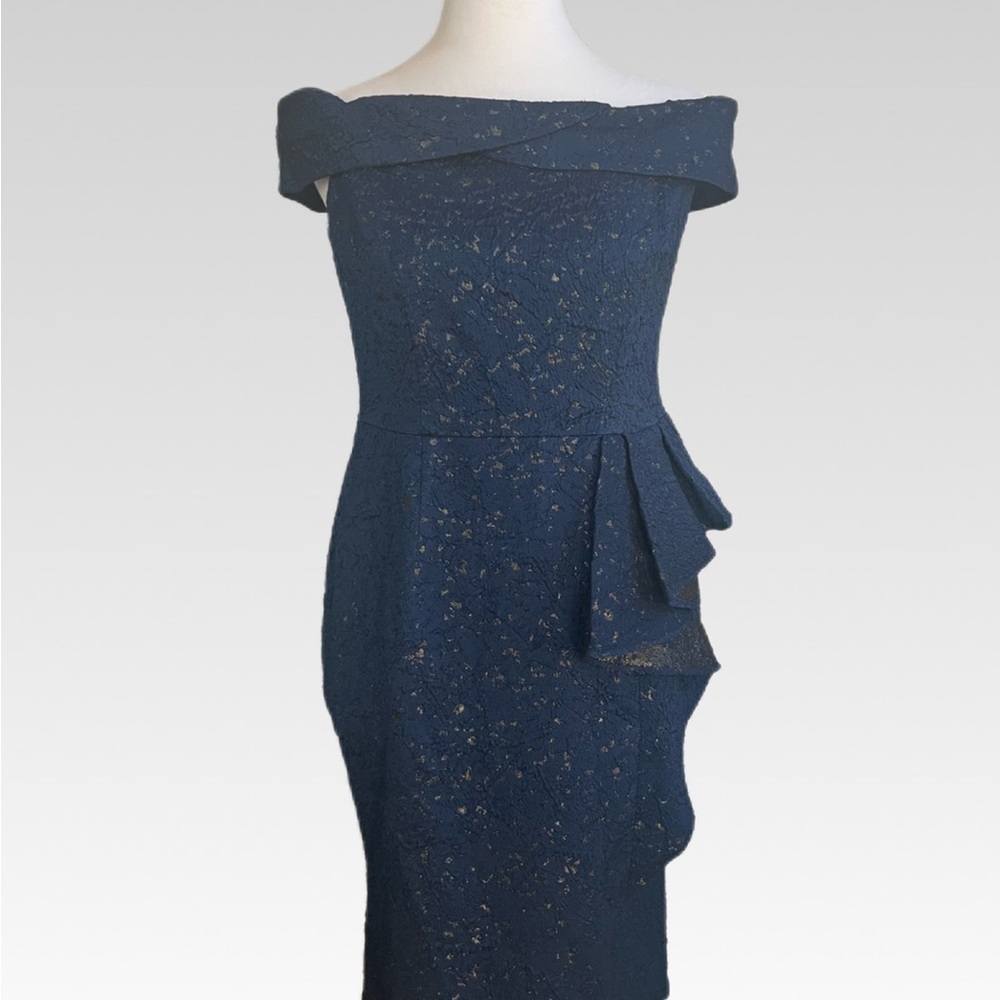 Adrianna Papell Strapless Navy and Gold Dress size 8